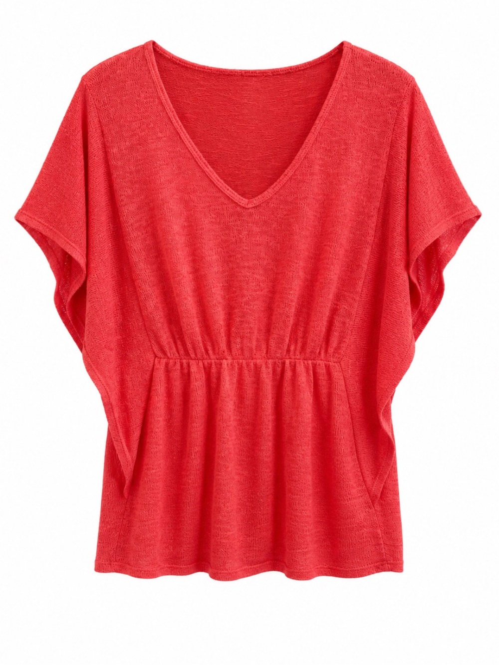 4/$20➡️ V-Neck Peplum Tunic Top Vibrant Coral Pink Ruffle Sleeve – Medium GUC